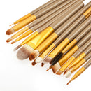 Women Girls Cosmetic Beauty Tools Eye Makeup 15-Color Eyeshadow Palette+20Pcs/Set Eyebrow Lip Liner Makeup Brushes Brown Gold