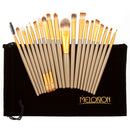 Women Girls Cosmetic Beauty Tools Eye Makeup 15-Color Eyeshadow Palette+20Pcs/Set Eyebrow Lip Liner Makeup Brushes Brown Gold