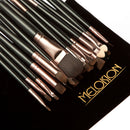 15-Color Concealer Palette+20Pcs Eyebrow Lip Liner Makeup Brush Black Coffee