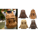 Fashion Canvas Large Backpack Vintage Rucksack Hiking Travel Shouder Bag Carry Case - Tan
