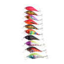 Set of 10 Hard ABS Plastic Fishing Lures Baits with 2 Treble Hooks Size 6