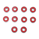 Replacement Pack of 10 Abec-7 Longboard Skateboard Bearings Fast Racing Red