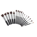 Set 16pcs Cosmetic Professional Makeup Brushes Eyeshadow Powder Foundation Lip Brushes Sponge Silver Wood Handle