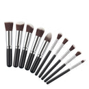 Set 16pcs Cosmetic Professional Makeup Brushes Eyeshadow Powder Foundation Lip Brushes Sponge Silver Wood Handle