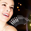 Set 16pcs Cosmetic Professional Makeup Brushes Eyeshadow Powder Foundation Lip Brushes Sponge Silver Wood Handle
