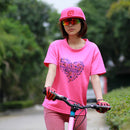 Ladies Women Cycling Running Round Neck Sports Quick Dry T-Shirt Breathable Short Sleeve Tee Shirt Rose L