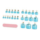 24pcs Metallic Toe Nails Full Cover Pedicure Artificial Nail Art Tips with Tool Blue