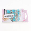 24pcs Metallic Toe Nails Full Cover Pedicure Artificial Nail Art Tips with Tool Blue