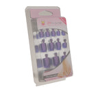 Men Women Glitter Shiny Toe Nail Tips With Nail File Pedicure Manicure Tool Dark Purple