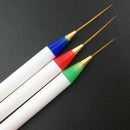 Pack of 3 Plastic Nail Art Brushes Set Liner Acrylic Tip Drawing Striping Dotting Painting Design UV Gel Pen
