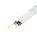 Pack of 3 Plastic Nail Art Brushes Set Liner Acrylic Tip Drawing Striping Dotting Painting Design UV Gel Pen