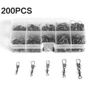 200Pcs Hook Baits Line Link Connector Swivels Coarse Sea Fishing Tackles