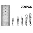 200Pcs Hook Baits Line Link Connector Swivels Coarse Sea Fishing Tackles