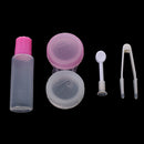 Set Of Portable ConvenientEasy To Carry Plastic Small Mirror + Lens Tweezer + Lens Stick + Contact Lens Case Cover + Lens Solution Container 2.68*2.52 inch Pink