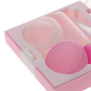 Set Of Portable ConvenientEasy To Carry Plastic Small Mirror + Lens Tweezer + Lens Stick + Contact Lens Case Cover + Lens Solution Container 2.68*2.52 inch Pink
