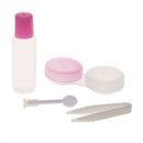Set Of Portable ConvenientEasy To Carry Plastic Small Mirror + Lens Tweezer + Lens Stick + Contact Lens Case Cover + Lens Solution Container 2.68*2.52 inch Pink