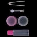 Set Of Portable ConvenientEasy To Carry Plastic Small Mirror + Lens Tweezer + Lens Stick + Contact Lens Case Cover + Lens Solution Container 2.68*2.52 inch Pink