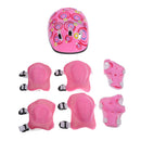 7 Pieces Kids Child Multi-Sport Helmet With Knee Pads Elbow Wrist Protection Set for Skateboard Cycling Skate Scooter - Pink
