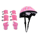 7 Pieces Kids Child Multi-Sport Helmet With Knee Pads Elbow Wrist Protection Set for Skateboard Cycling Skate Scooter - Pink