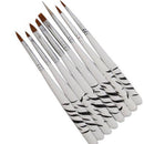 8Pcs White Zebra Nail Art Painting Drawing Liners Acrylic UV Gel Brush Set