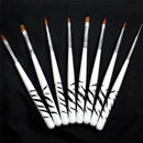 8Pcs White Zebra Nail Art Painting Drawing Liners Acrylic UV Gel Brush Set