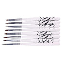 8Pcs White Zebra Nail Art Painting Drawing Liners Acrylic UV Gel Brush Set
