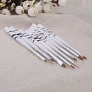 8Pcs White Zebra Nail Art Painting Drawing Liners Acrylic UV Gel Brush Set