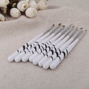 8Pcs White Zebra Nail Art Painting Drawing Liners Acrylic UV Gel Brush Set