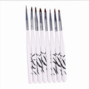 8Pcs White Zebra Nail Art Painting Drawing Liners Acrylic UV Gel Brush Set
