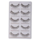 5 Pairs Handmade Natural False Eyelashes Messy Cross Eye Lashes White Stem