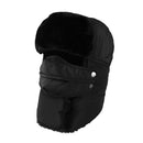 Black Unisex Winter Trapper Trooper Earflap Warm Ski Hat with Mask