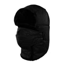 Black Unisex Winter Trapper Trooper Earflap Warm Ski Hat with Mask