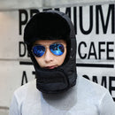 Black Unisex Winter Trapper Trooper Earflap Warm Ski Hat with Mask
