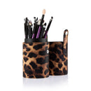Women Pro Makeup Beauty Cosmetic Tools Leopard Print Makeup Brush Holder + Set of 20PCS Face Eye Lip Beauty Makeup Brushes Purple Black