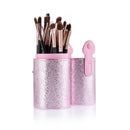 Women Pro Makeup Beauty Cosmetic Tools Makeup Brush Holder Pink + Set of 20PCS Face Foundation Eye Lip Beauty Makeup Brushes Black Brown