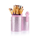 Women Pro Makeup Beauty Cosmetic Tools Makeup Brush Holder Pink + Set of 20PCS Face Foundation Eye Lip Beauty Makeup Brushes Purple Gold