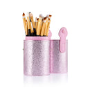 Women Pro Makeup Beauty Cosmetic Tools Makeup Brush Holder Pink + Set of 20PCS Face Foundation Eye Lip Beauty Makeup Brushes Black Gold
