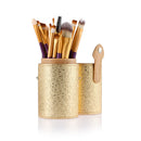 Women Pro Makeup Beauty Cosmetic Tools Makeup Brush Holder Gold + Set of 20PCS Face Foundation Eye Lip Beauty Makeup Brushes Purple Gold