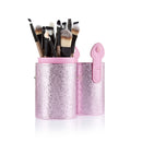 Women Pro Makeup Beauty Cosmetic Tools Makeup Brush Holder Pink + Set of 20PCS Face Foundation Eye Lip Beauty Makeup Brushes Brown Black