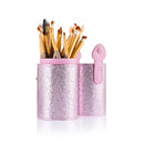 Women Pro Makeup Beauty Cosmetic Tools Makeup Brush Holder Pink + Set of 20PCS Face Foundation Eye Lip Beauty Makeup Brushes Brown Gold