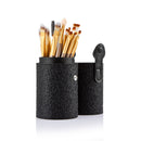 Women Pro Makeup Beauty Cosmetic Tools Makeup Brush Holder Black + Set of 20PCS Face Foundation Eye Lip Beauty Makeup Brushes Brown Gold