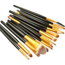 Women Pro Makeup Beauty Cosmetic Tools Makeup Brush Holder Black + Set of 20PCS Face Foundation Eye Lip Beauty Makeup Brushes Black Gold