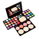 Ladies Girls Cosmetics Set Makeup Palette & Brushes + False Eyelashes + Eyelash Curler + Eyebrow Powder + Eyelash Glue + Sponge Puff
