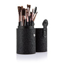 Women Pro Makeup Beauty Cosmetic Tools Makeup Brush Holder Black + Set of 20PCS Face Foundation Eye Lip Beauty Makeup Brushes Black Brown