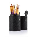 Women Pro Makeup Beauty Cosmetic Tools Makeup Brush Holder Black + Set of 20PCS Face Foundation Eye Lip Beauty Makeup Brushes Purple Gold