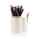 Women Pro Makeup Beauty Cosmetic Tools Makeup Brush Holder White + Set of 20PCS Face Foundation Eye Lip Beauty Makeup Brushes Purple Black