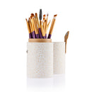 Women Pro Makeup Beauty Cosmetic Tools Makeup Brush Holder White + Set of 20PCS Face Foundation Eye Lip Beauty Makeup Brushes Purple Gold
