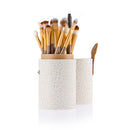 Women Pro Makeup Beauty Cosmetic Tools Makeup Brush Holder White + Set of 20PCS Face Foundation Eye Lip Beauty Makeup Brushes Brown Gold
