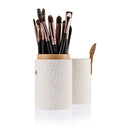 Women Pro Makeup Beauty Cosmetic Tools Makeup Brush Holder White + Set of 20PCS Face Foundation Eye Lip Beauty Makeup Brushes Black Brown