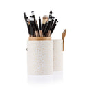 Women Girls Makeup Beauty Cosmetic Makeup Brush Holder White + Set of 20PCS Face Foundation Eye Lip Beauty Makeup Brushes Black Brown